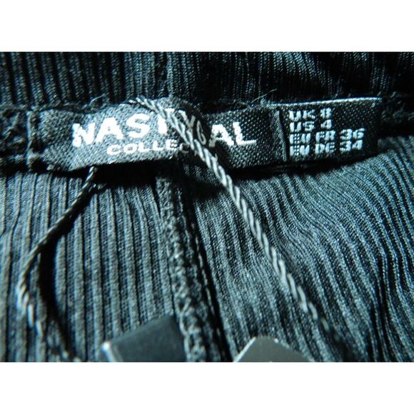 Nasty Gal Leggings  Black Ribbed‎  Split Hem Women's Pants Size US 4 - Picture 9 of 10